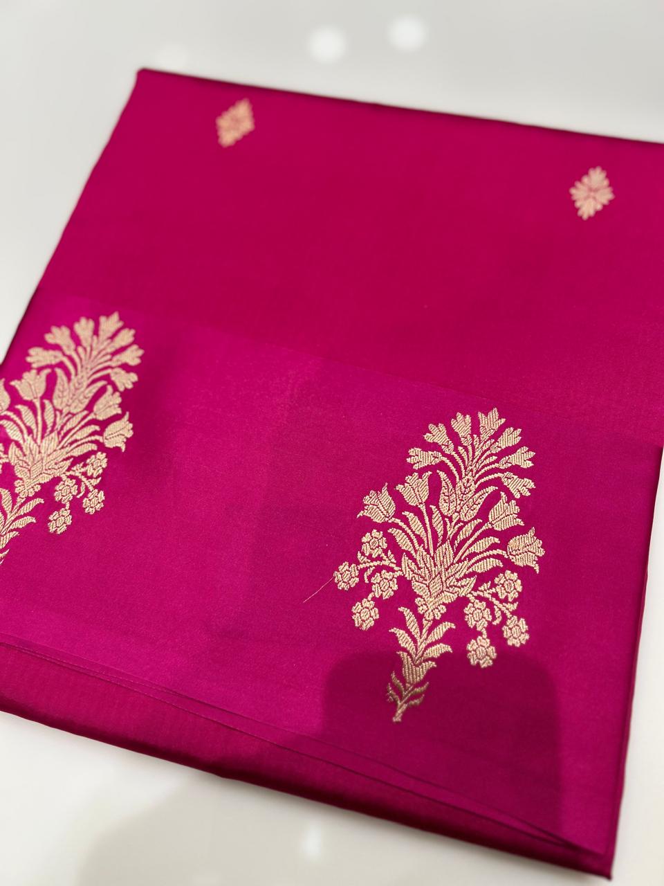 Soft kathan Silk Saree  -Ranni pink shade  Search code 5607
