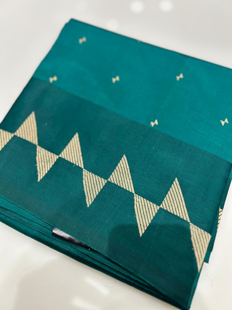 Soft kathan Silk Saree  -Torques blue  shade  Search code 5606