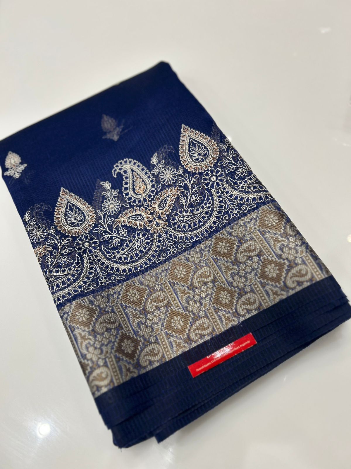 Net Cotta Saree- Navy blue shade Search code 6155