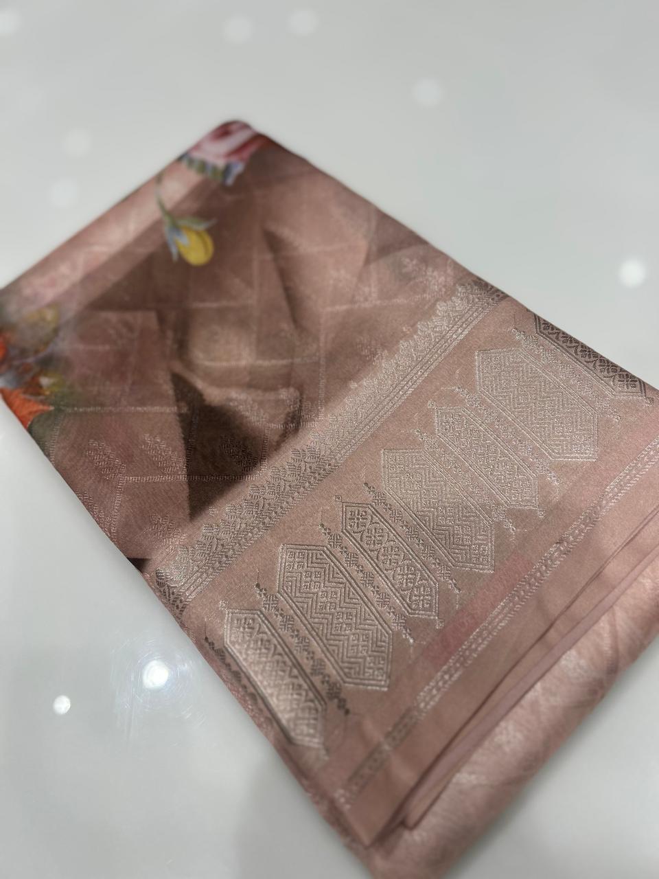 Semi Silk Saree -Dusty pink color Search code 7002