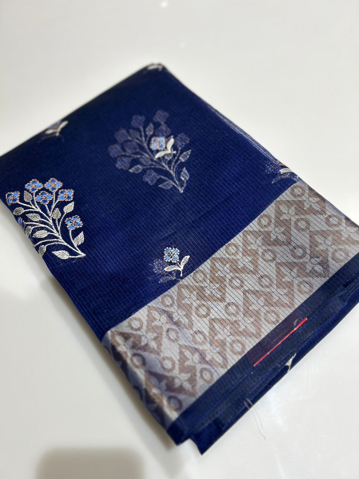 Net Cotta Saree- Navy blue shade Search code 7200