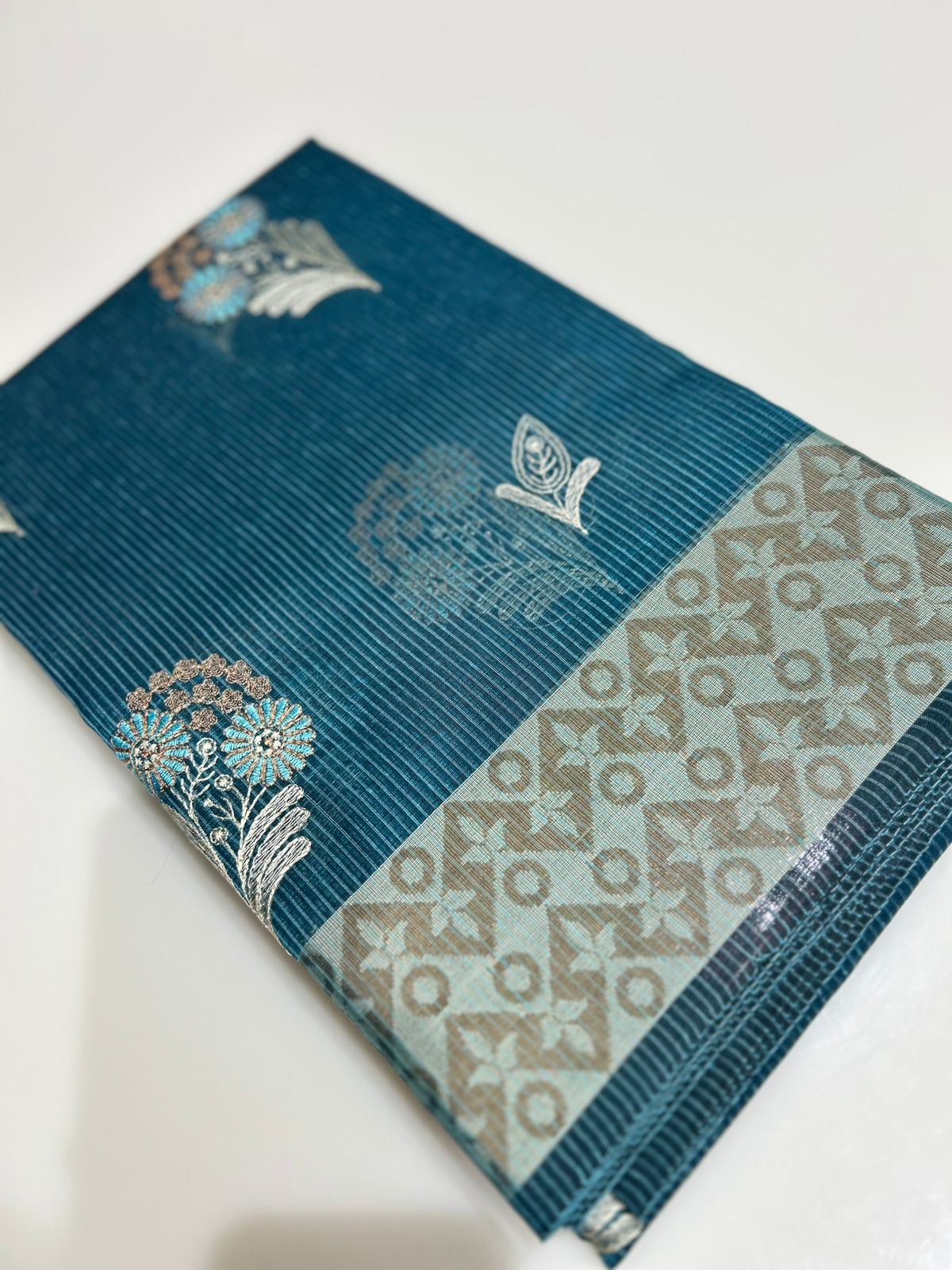 Net Cotta Saree- Blue shade Search code 7204