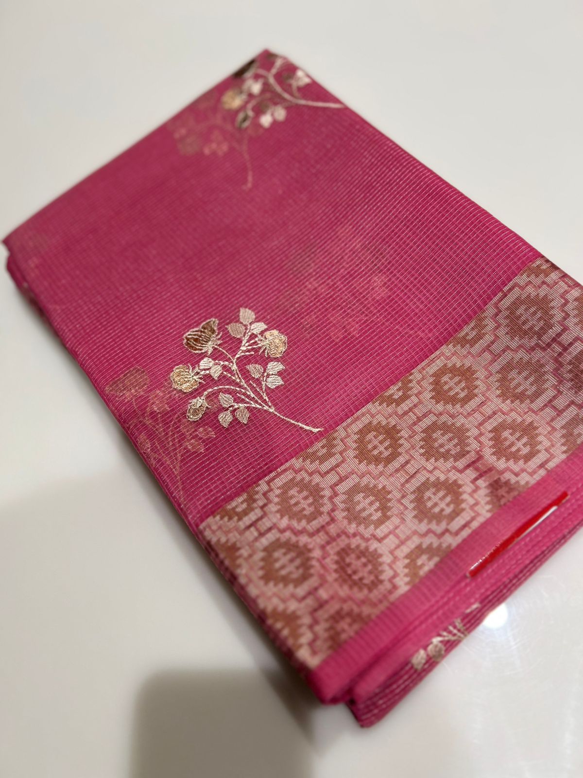 Net Cotta Saree- Pink shade Search code 7210