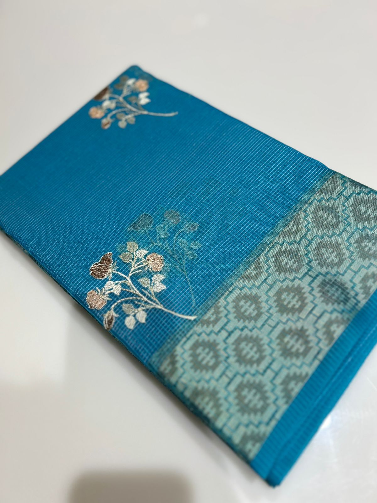 Net Cotta Saree- blue shade Search code 7213