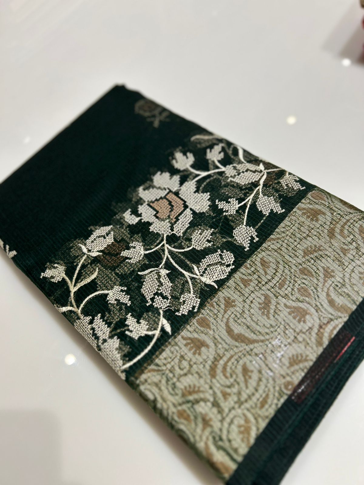 Net Cotta Saree- Green shade Search code 7219