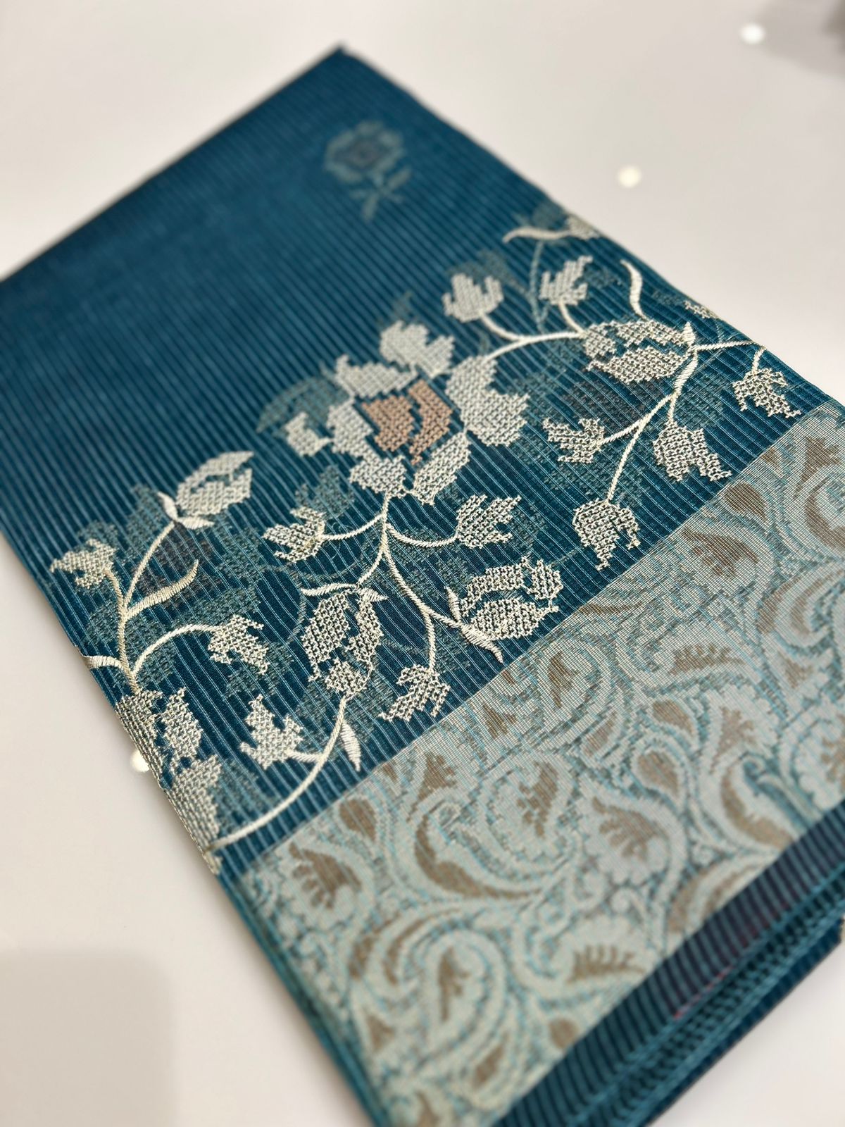 Net Cotta Saree- Blue shade Search code 7223