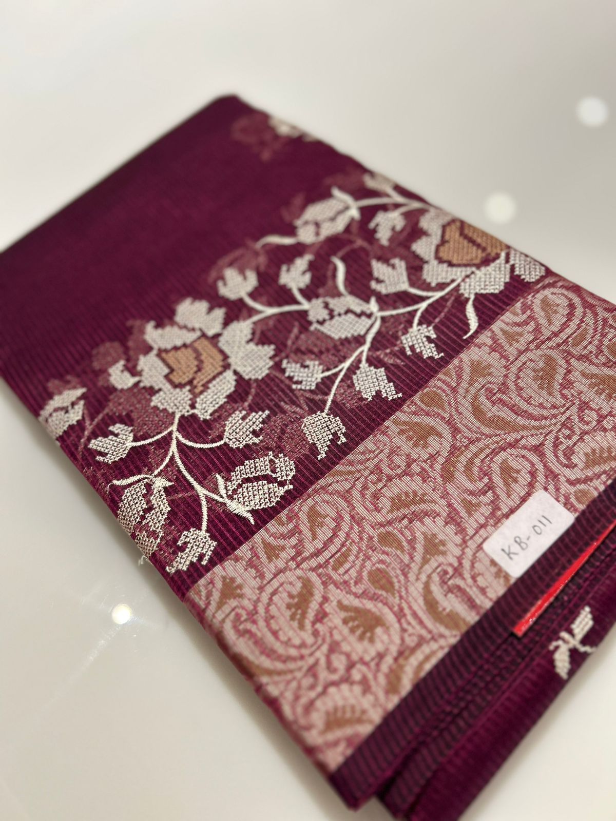 Net Cotta Saree- Ruby shade Search code 7221