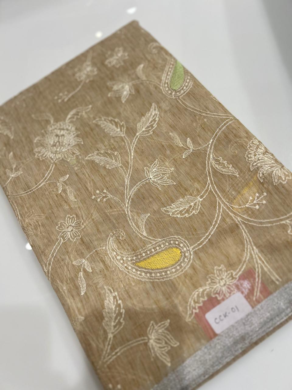 Net Cotta Saree-  Biscuit shade Search code 7248