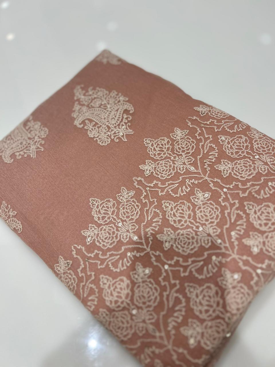 UNSTITCHED SALWAR  SUIT SET -Peach shade Search code 7752