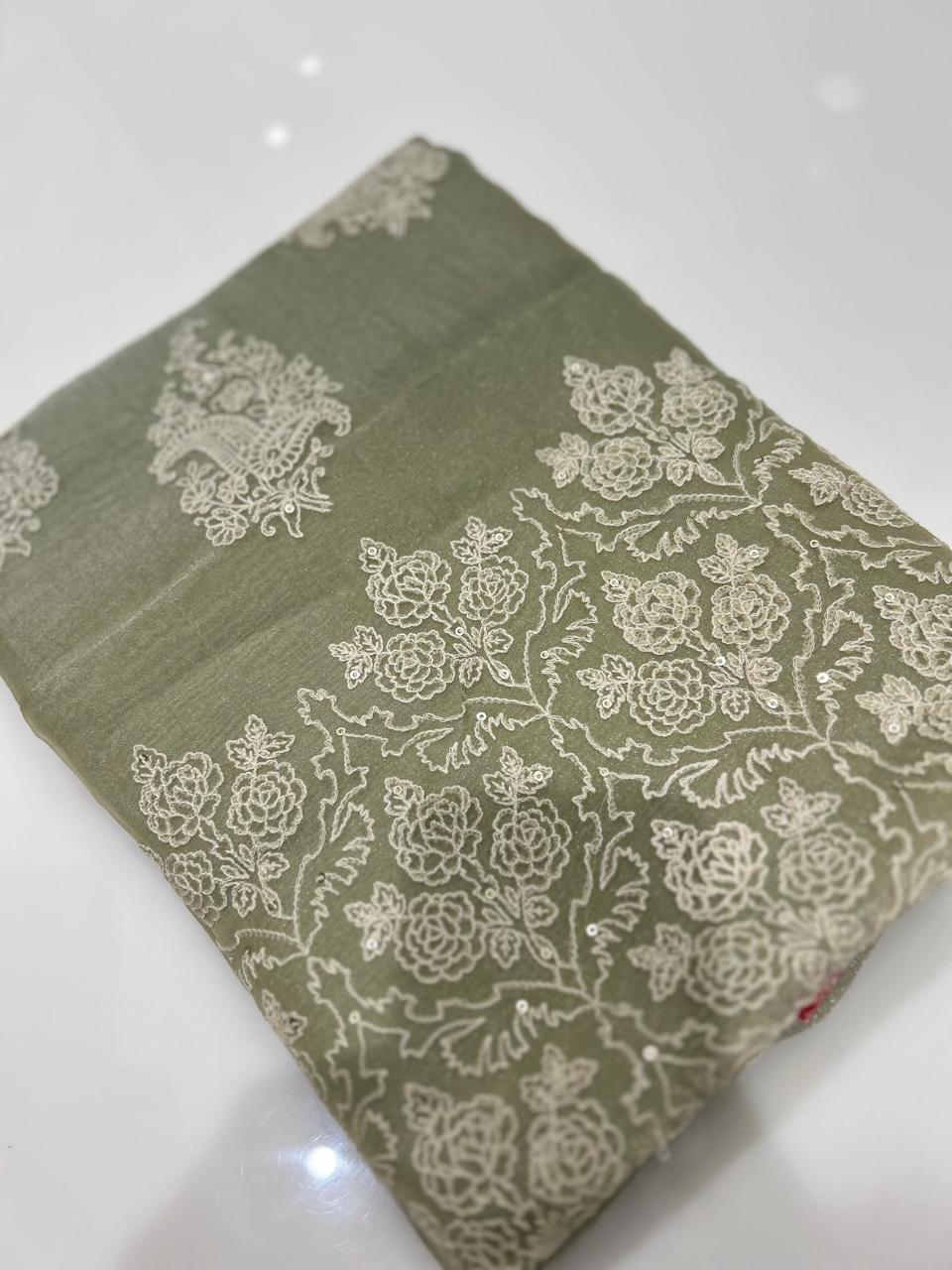 UNSTITCHED SALWAR  SUIT SET -Green shade Search code 7753