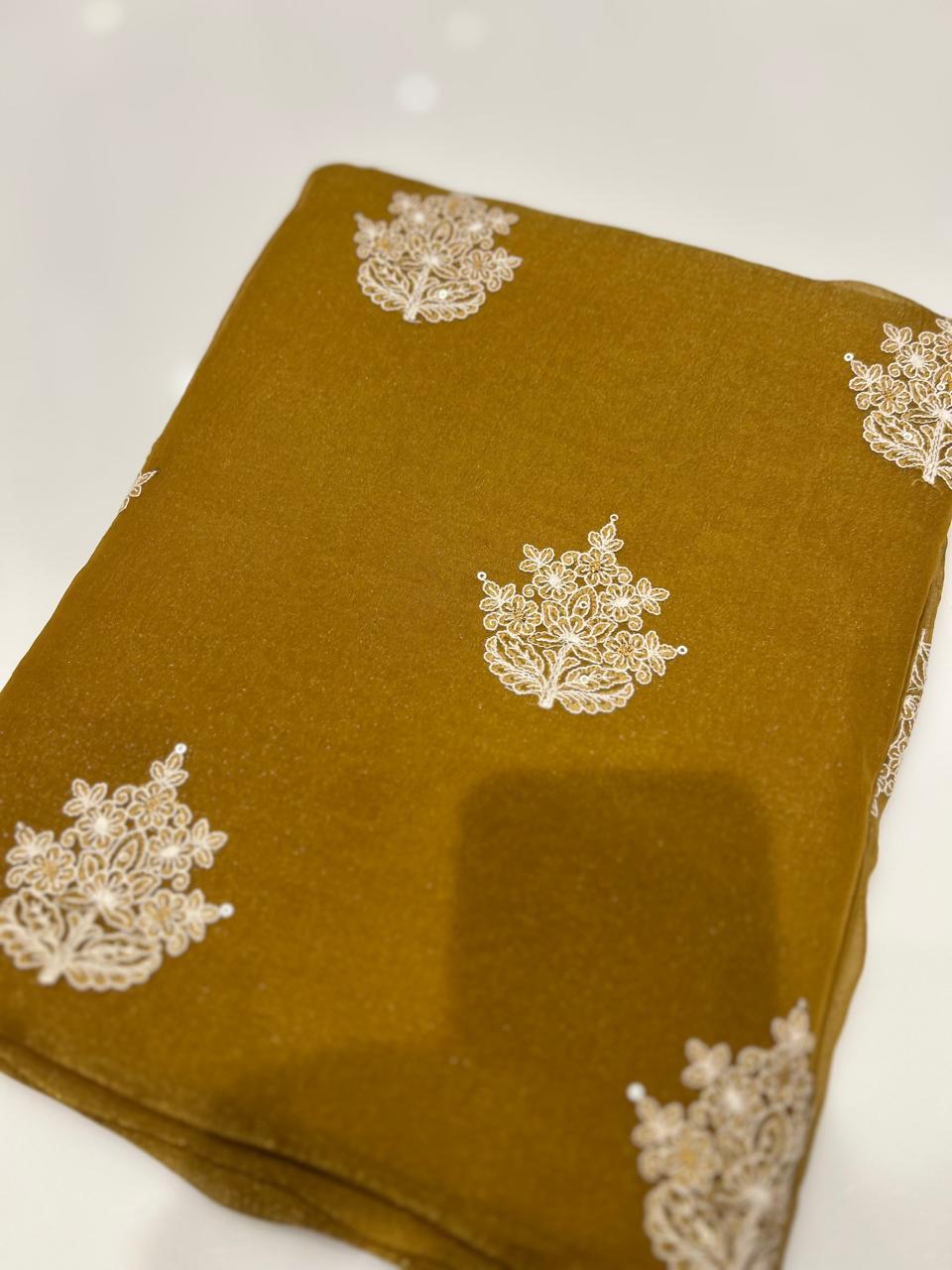 UNSTITCHED SALWAR  SUIT SET -Mastered shade Search code 7756