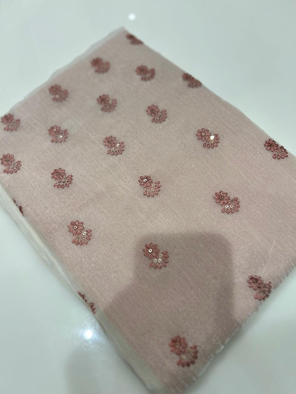 UNSTITCHED SALWAR  SUIT SET -Off white to Peach  shade Search code 7758