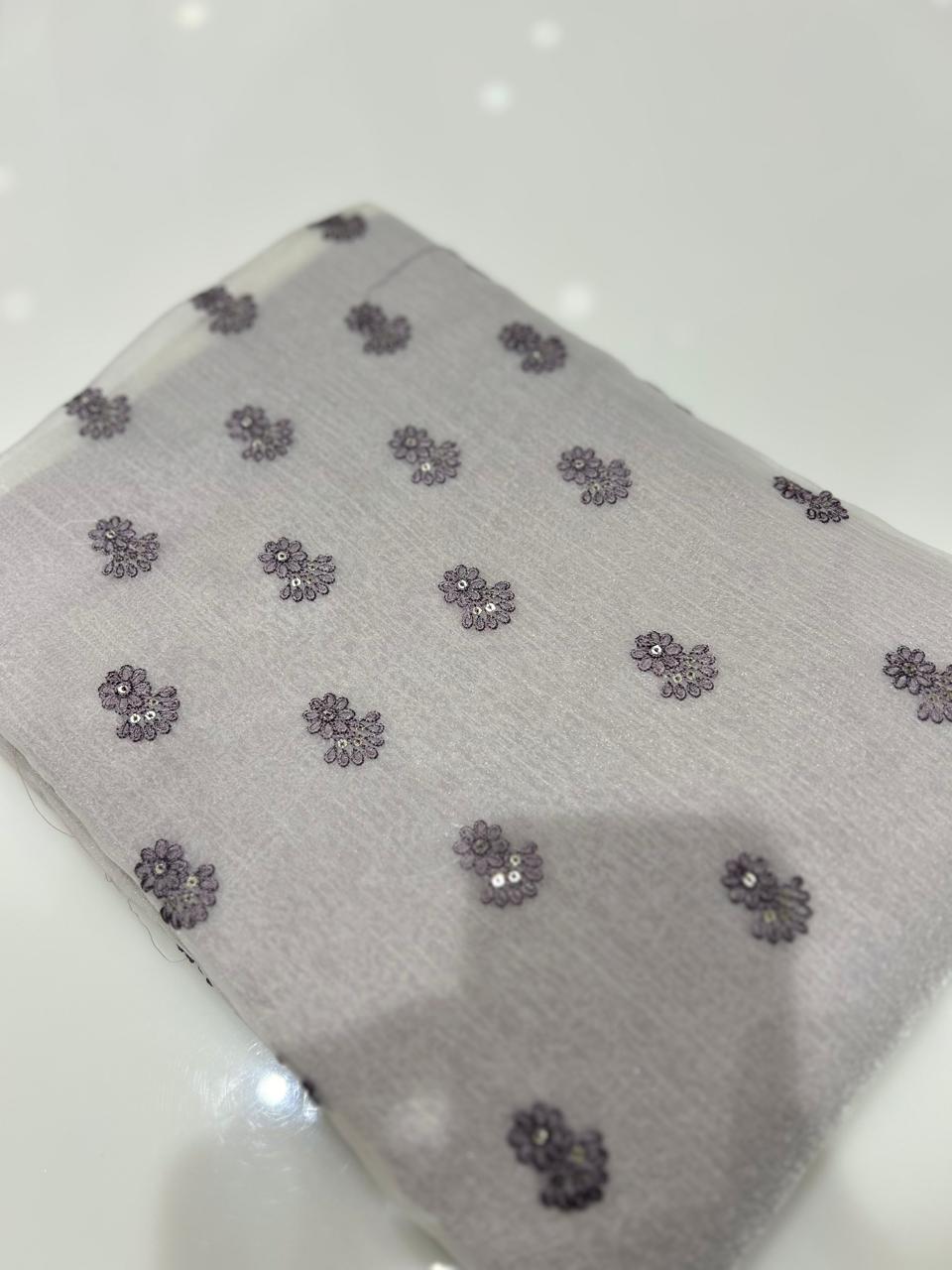 UNSTITCHED SALWAR  SUIT SET -Off white to lavender shade Search code 7759