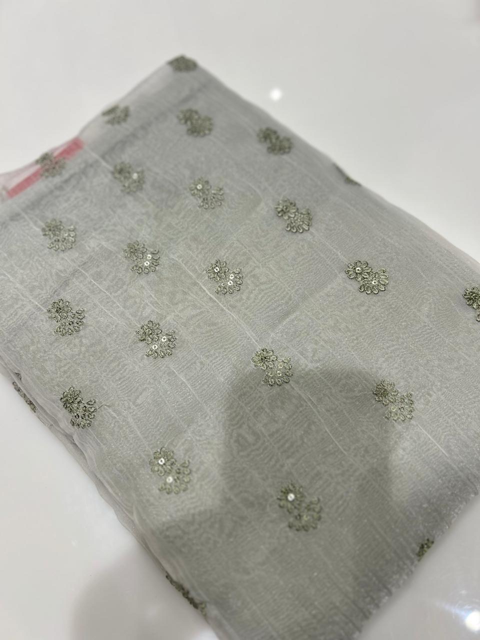 UNSTITCHED SALWAR  SUIT SET -Off white to Green shade Search code 7760