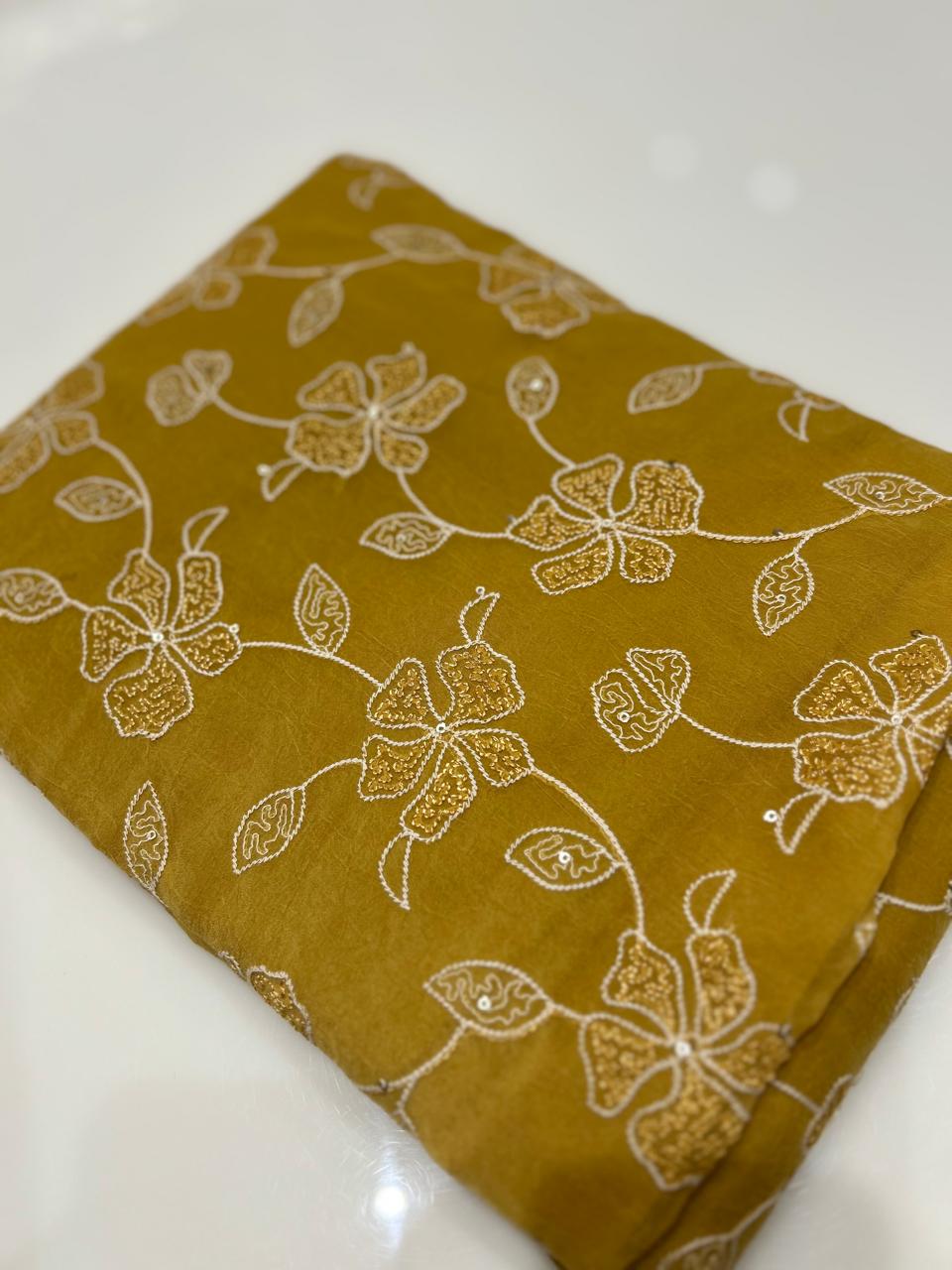 UNSTITCHED SALWAR  SUIT SET -Yellow shade Search code 7763