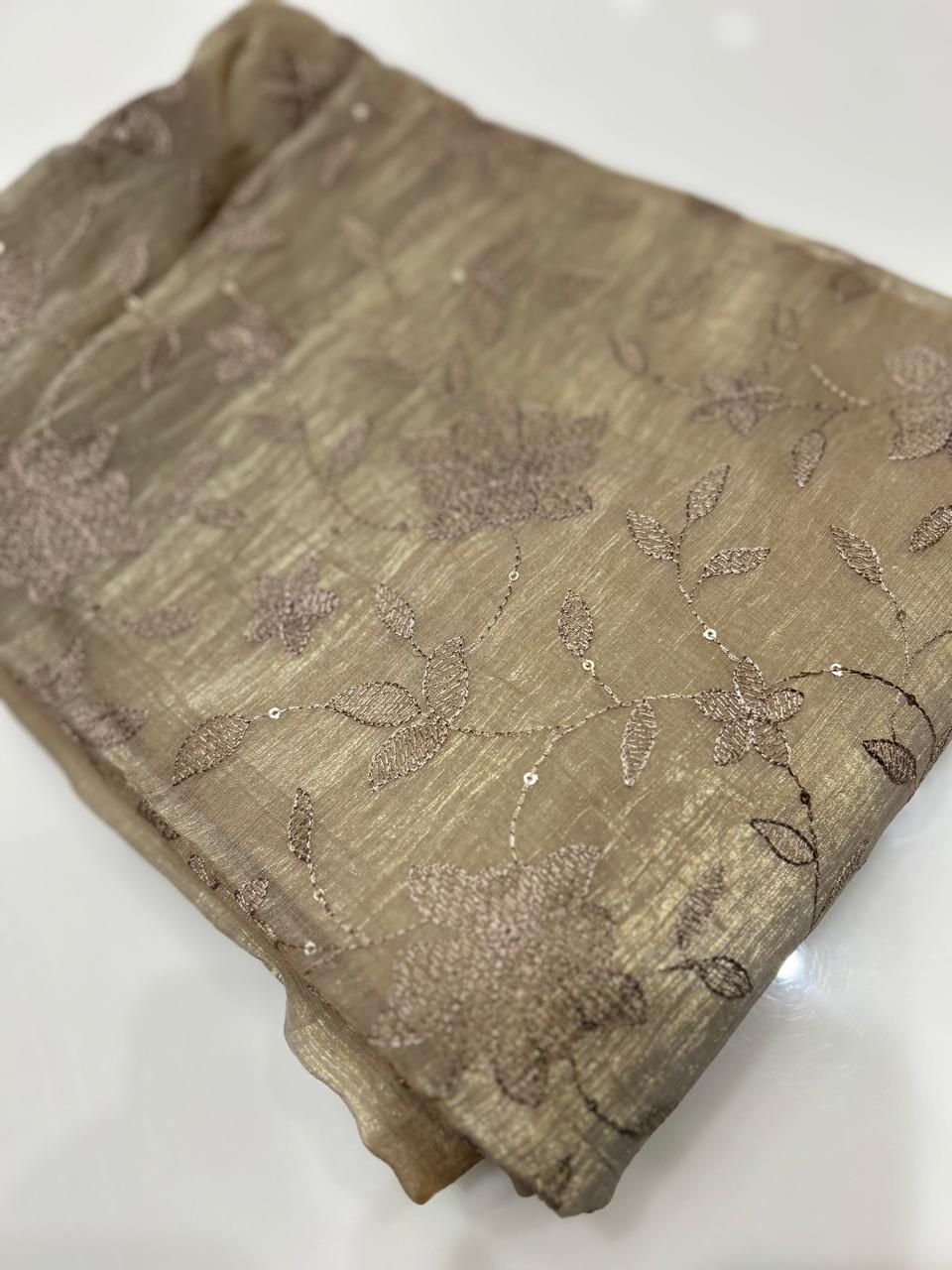 UNSTITCHED SALWAR  SUIT SET -Chiku shade Search code 7770