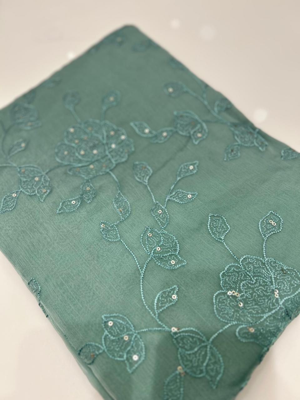 UNSTITCHED SALWAR  SUIT SET -Ocean green shade Search code 7776