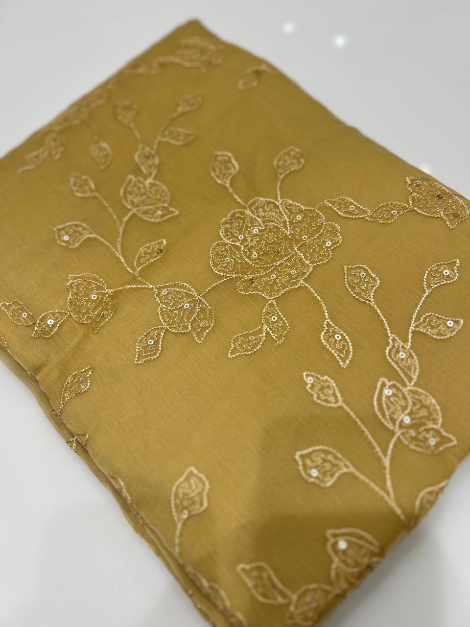 UNSTITCHED SALWAR  SUIT SET -Yellow  shade Search code 7777