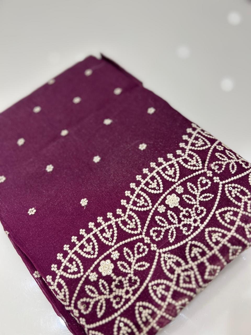 UNSTITCHED SALWAR  SUIT SET -Purple  shade Search code 7784