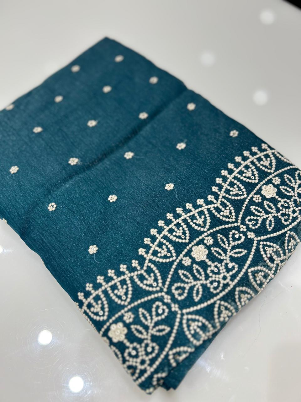 UNSTITCHED SALWAR  SUIT SET -Blue shade Search code 7782