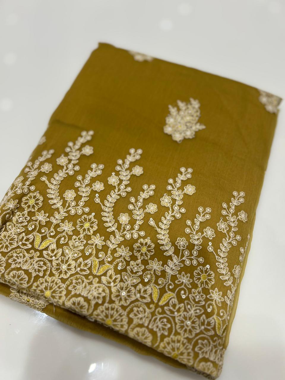 UNSTITCHED SALWAR  SUIT SET - Yellow shade Search code 7787