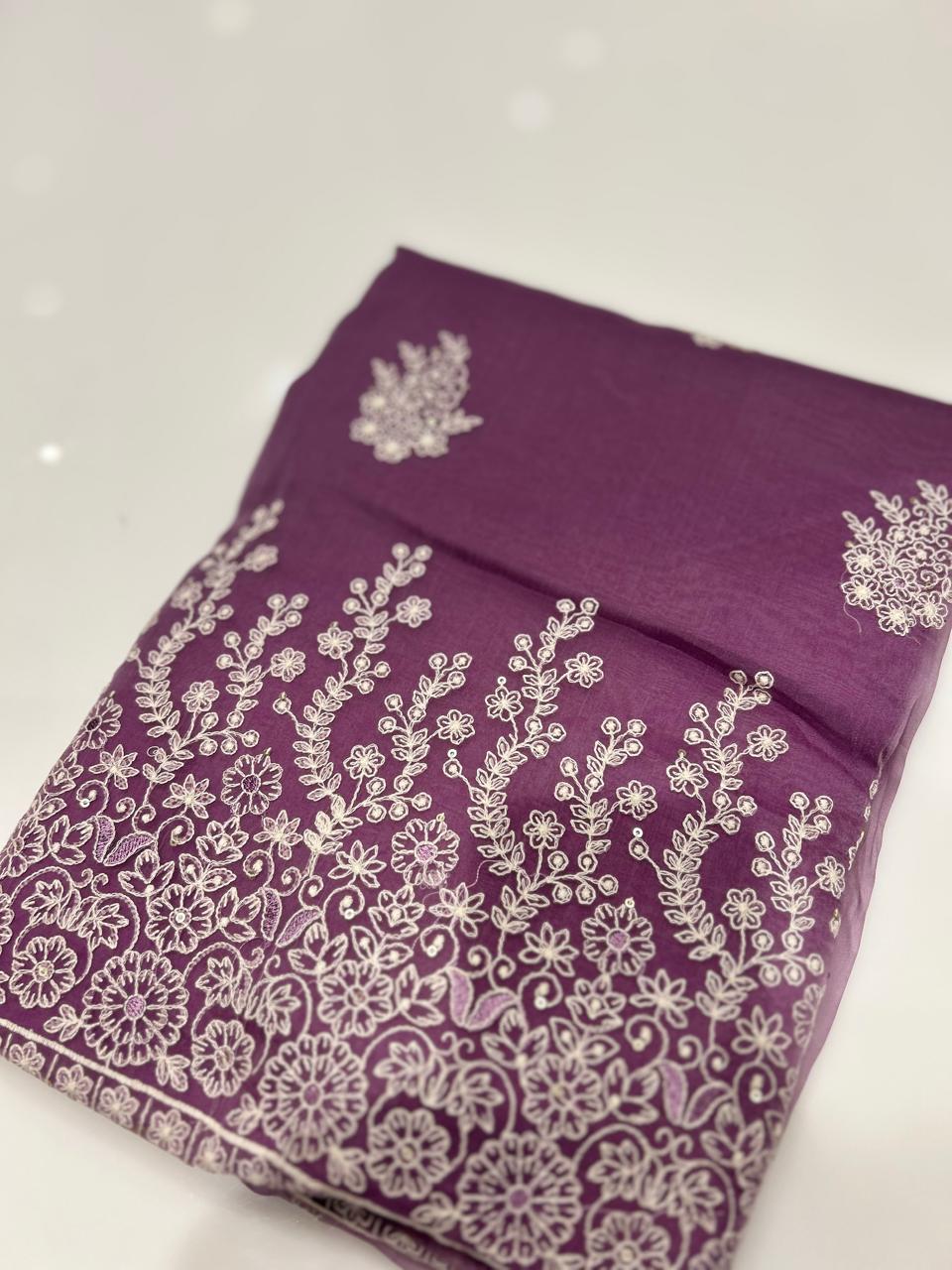 UNSTITCHED SALWAR  SUIT SET -Lavender shade Search code 7785