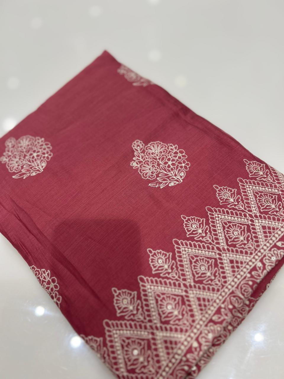 UNSTITCHED SALWAR  SUIT SET - Peach pink shade Search code 7792