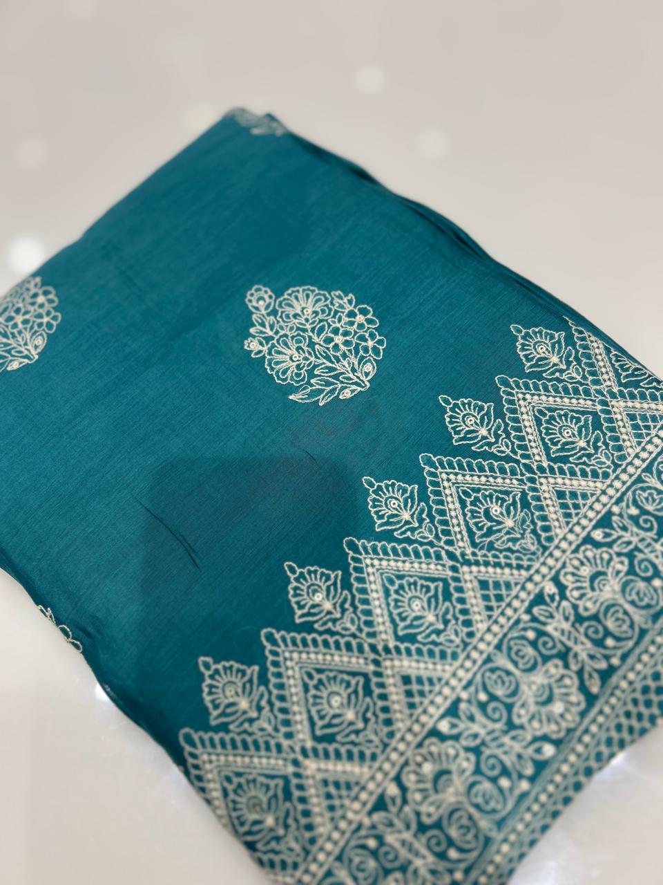 UNSTITCHED SALWAR  SUIT SET - Blue  shade Search code 7790