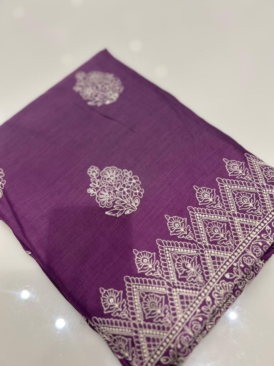 UNSTITCHED SALWAR  SUIT SET - Lavender shade Search code 7791