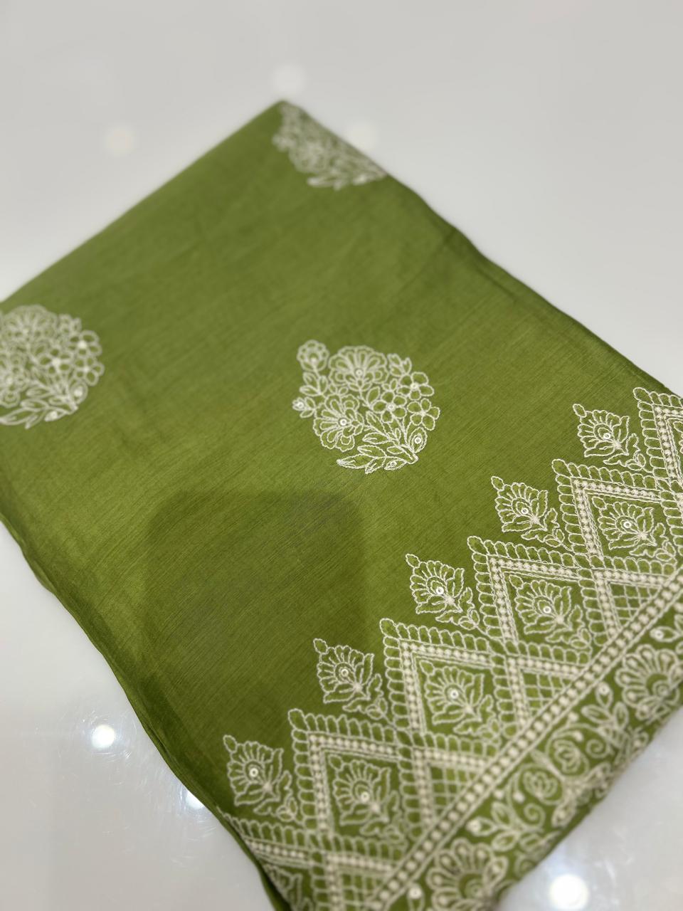 UNSTITCHED SALWAR  SUIT SET - Green shade Search code 7789