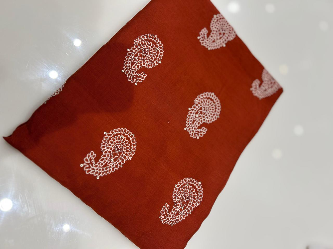 UNSTITCHED SALWAR  SUIT SET - Burn orange shade Search code 7795