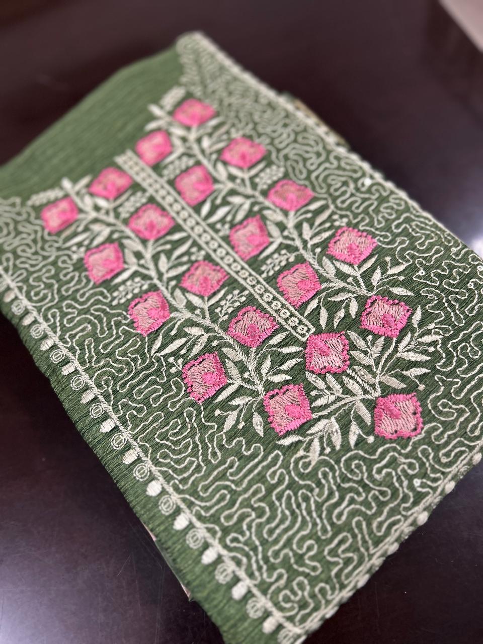 UNSTITCHED SALWAR  SUIT SET -  Green shade Search code 6651