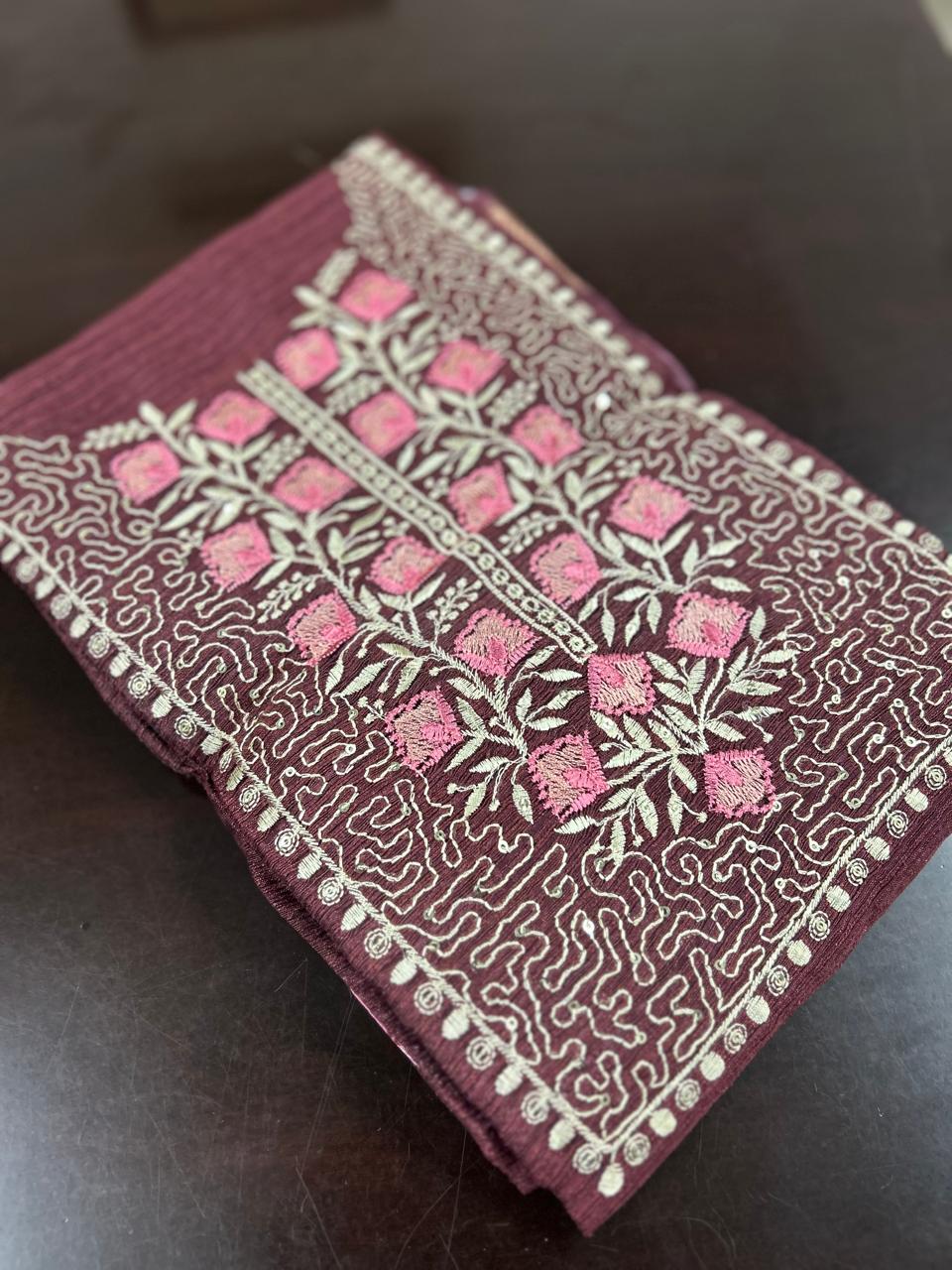 UNSTITCHED SALWAR  SUIT SET - Brown shade Search code 6650