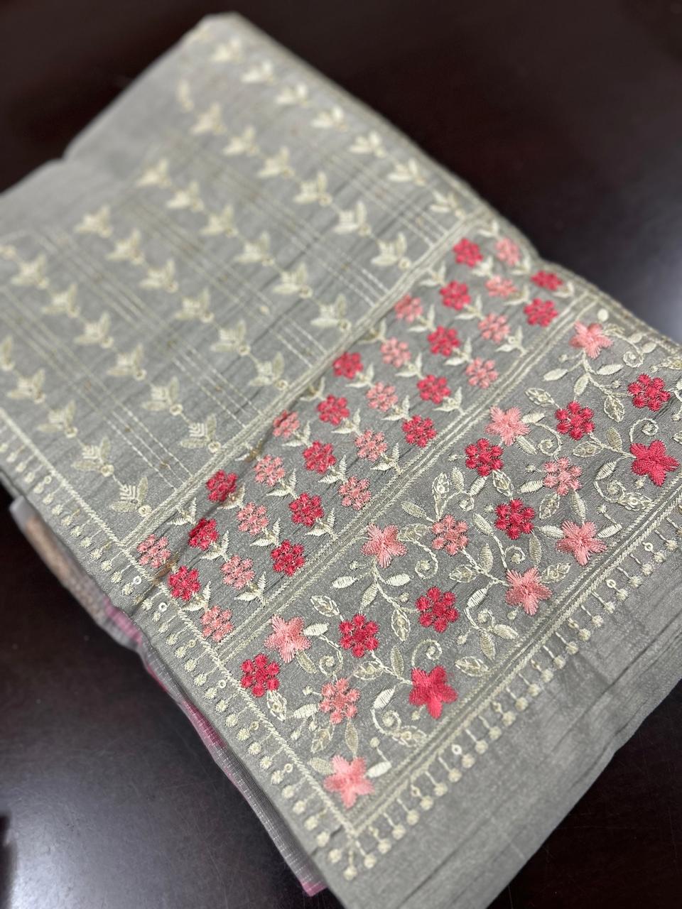 UNSTITCHED SALWAR  SUIT SET -Gray shade Search code 6653