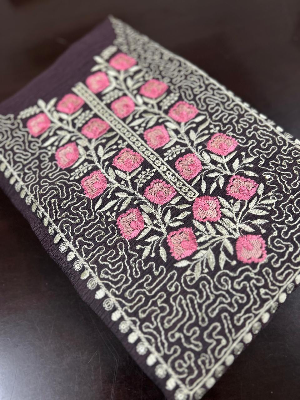 UNSTITCHED SALWAR  SUIT SET -  Dark wine shade Search code 6652