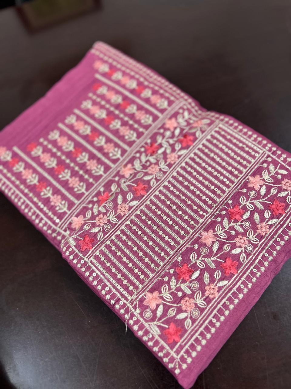 UNSTITCHED SALWAR  SUIT SET -Burgundy shade Search code 6657