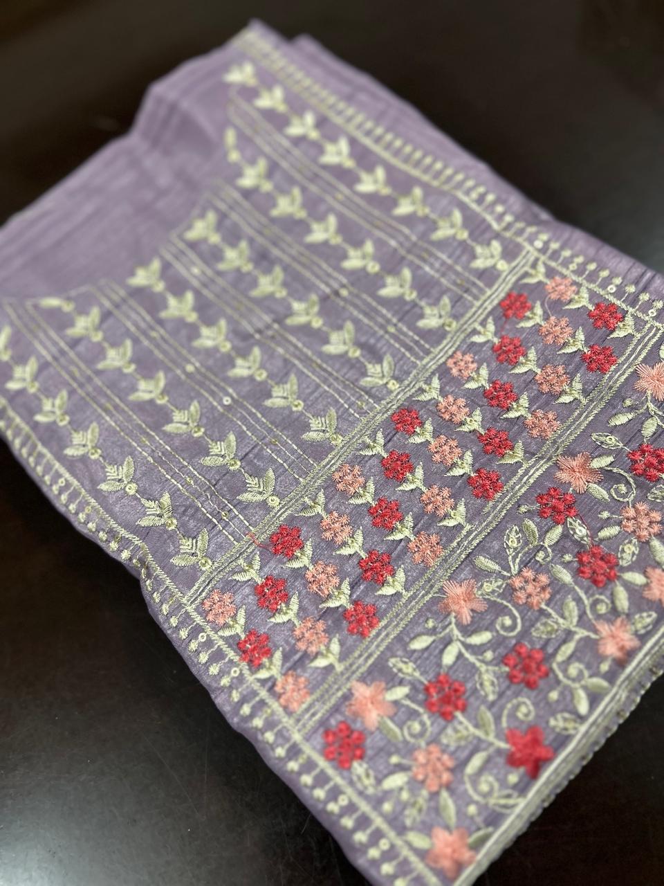 UNSTITCHED SALWAR  SUIT SET -Lavender shade Search code 6656