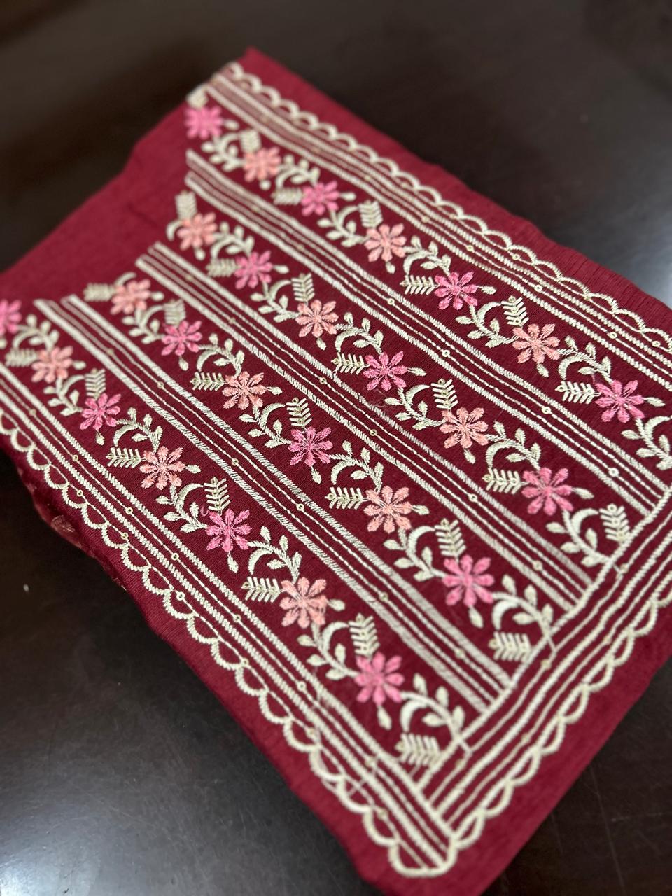 UNSTITCHED SALWAR  SUIT SET -Dark brick shade Search code 6668