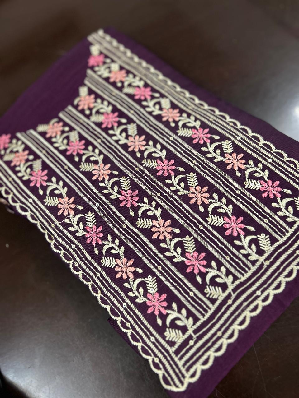 UNSTITCHED SALWAR  SUIT SET -Purple shade Search code 6667