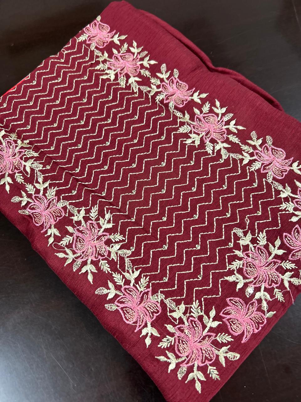 UNSTITCHED SALWAR  SUIT SET -Maroon shade Search code 6675