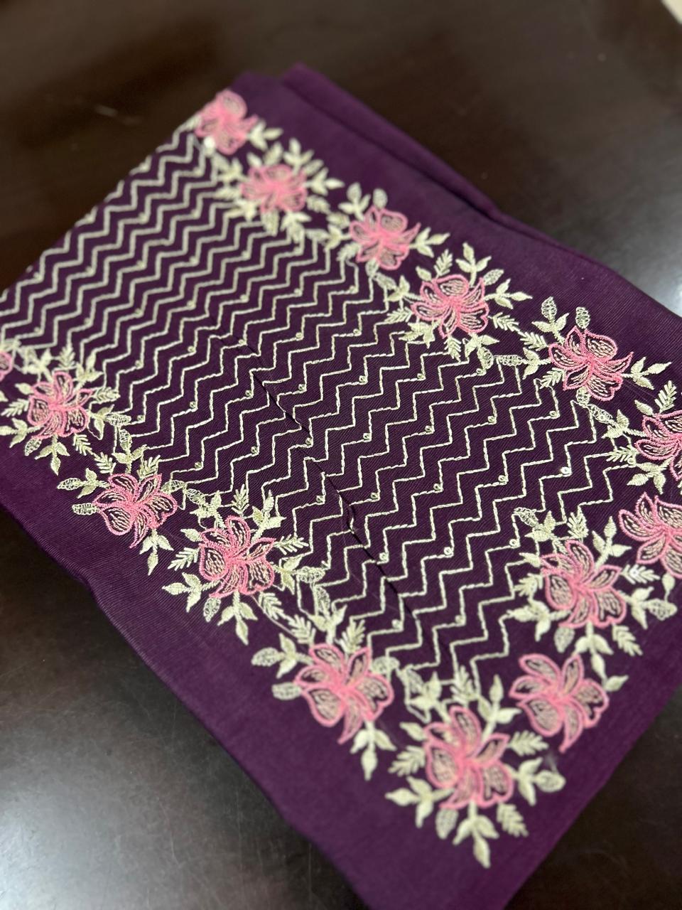 UNSTITCHED SALWAR  SUIT SET -Purple shade Search code 6674