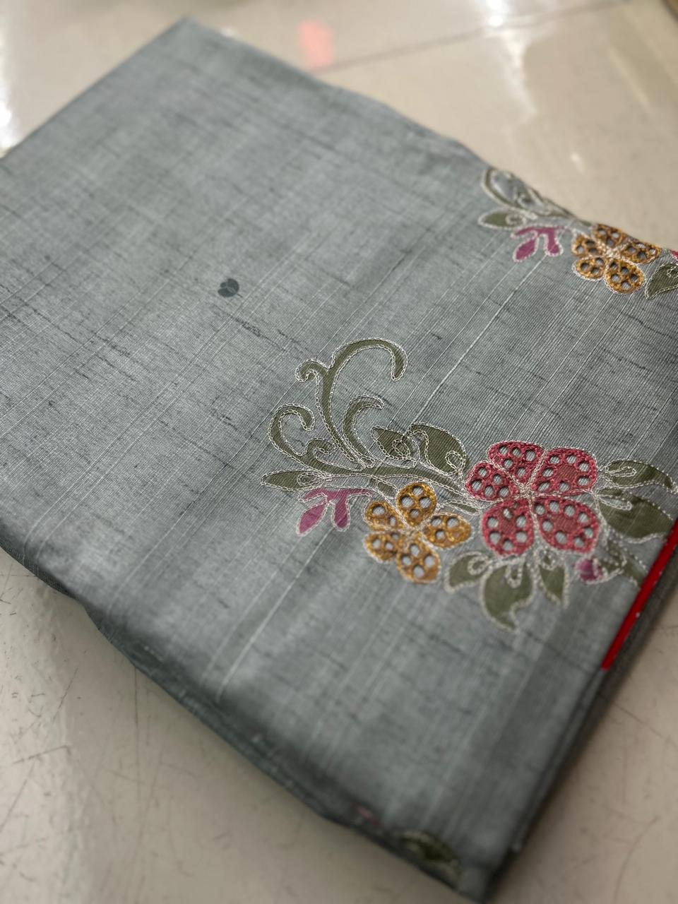 UNSTITCHED SALWAR  SUIT SET -Gray shade Search code 7852