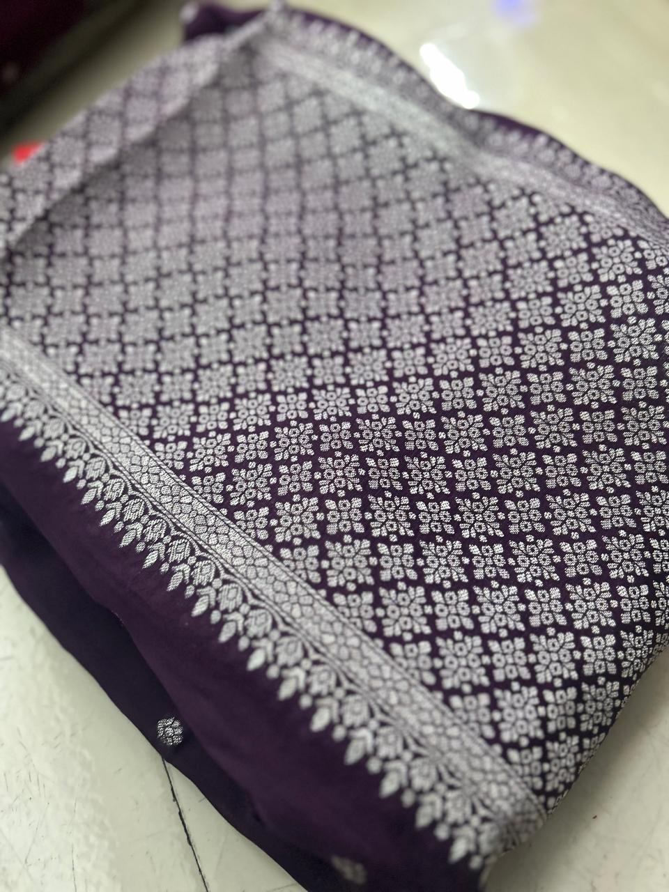 UNSTITCHED SALWAR  SUIT SET -Purple shade Search code 7854