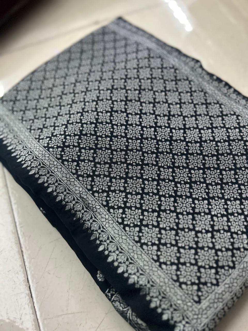 UNSTITCHED SALWAR  SUIT SET -Black shade Search code 7855