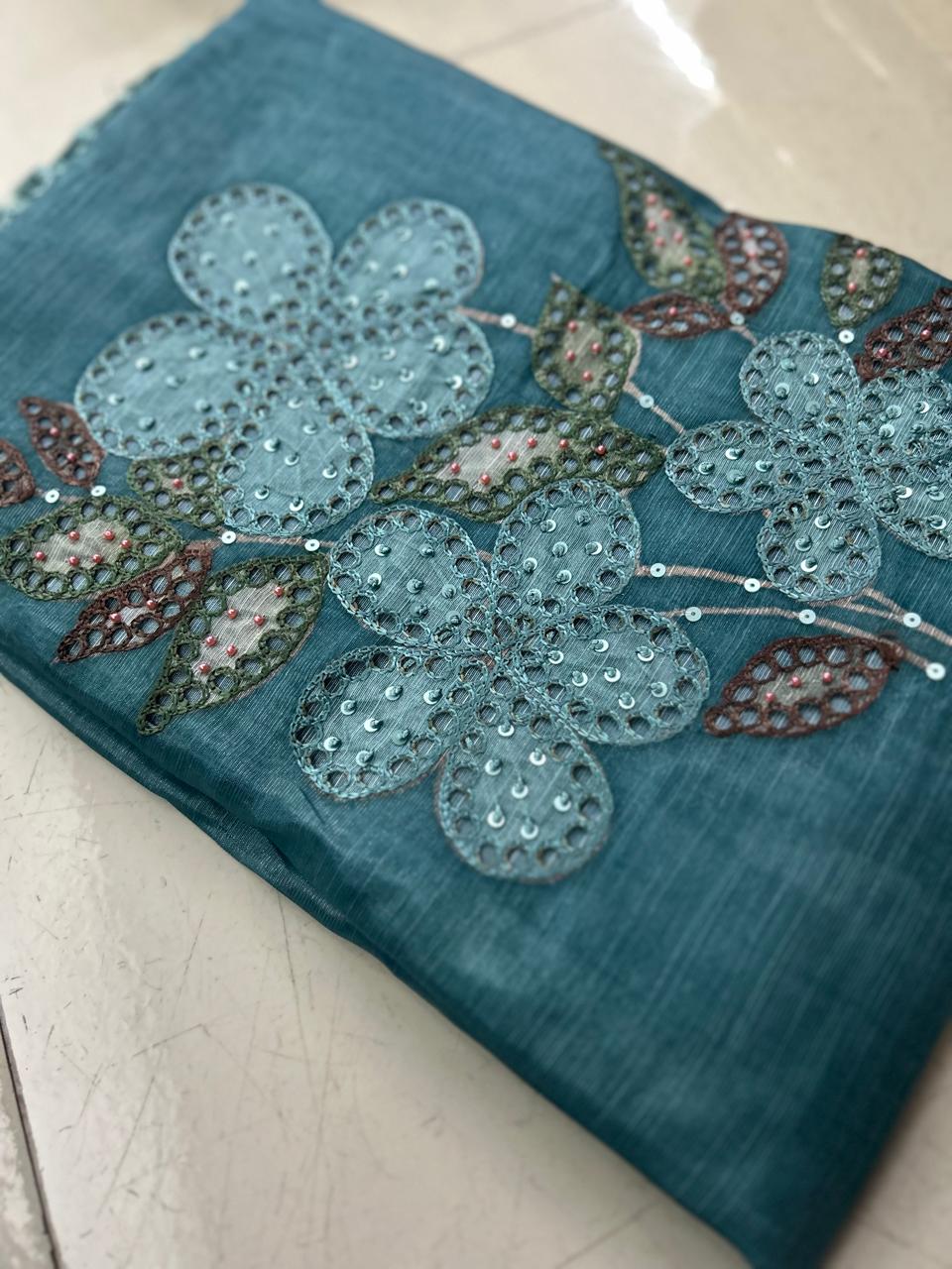 UNSTITCHED SALWAR  SUIT SET -Blue shade Search code 7863