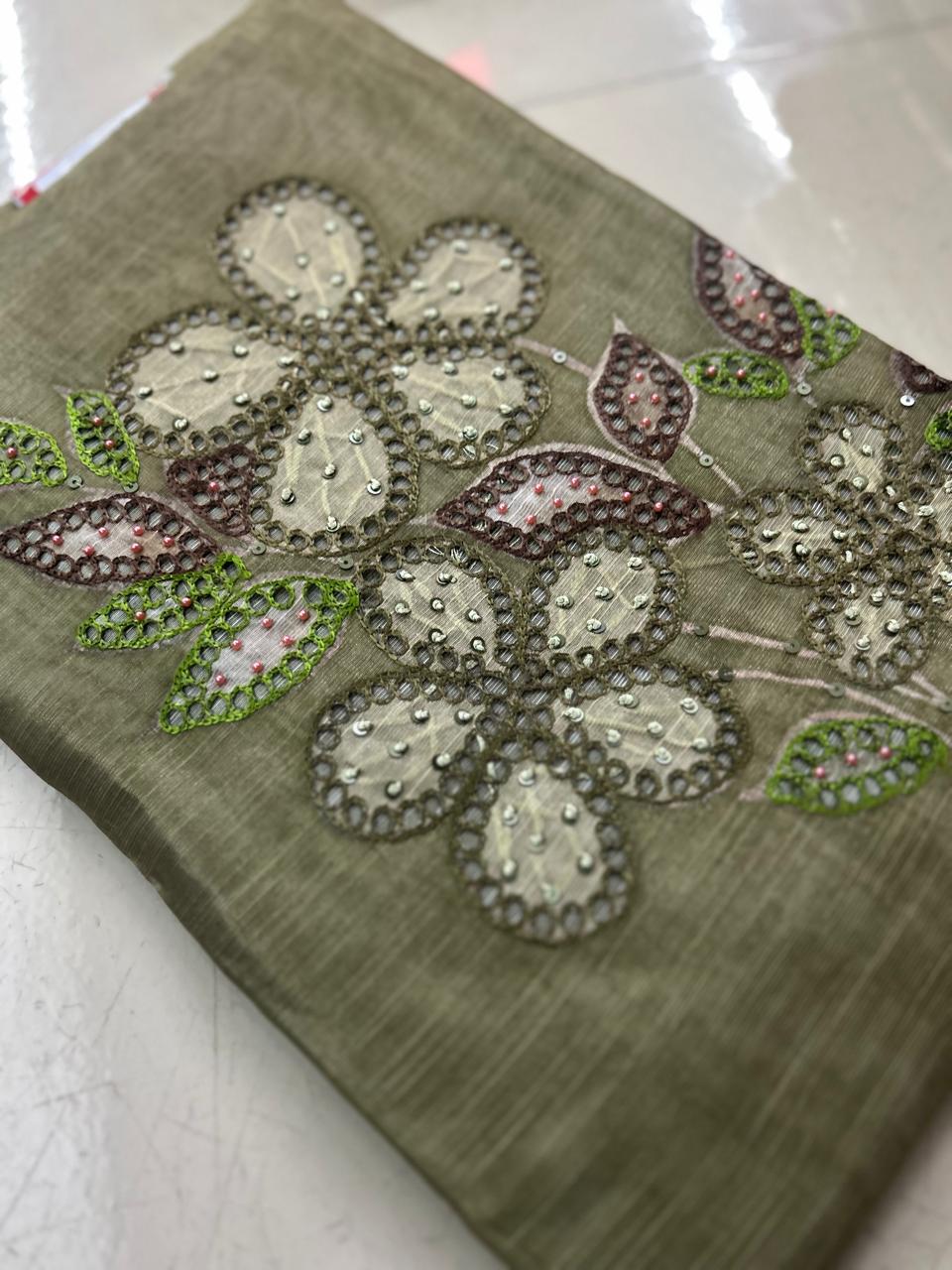 UNSTITCHED SALWAR  SUIT SET -Green shade Search code 7861