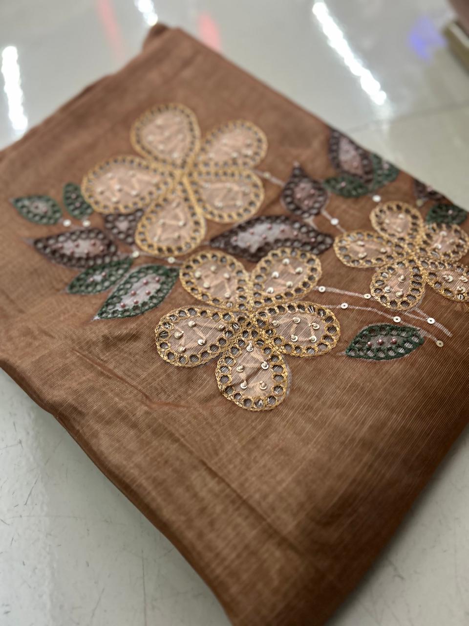 UNSTITCHED SALWAR  SUIT SET -Brown shade Search code 7859