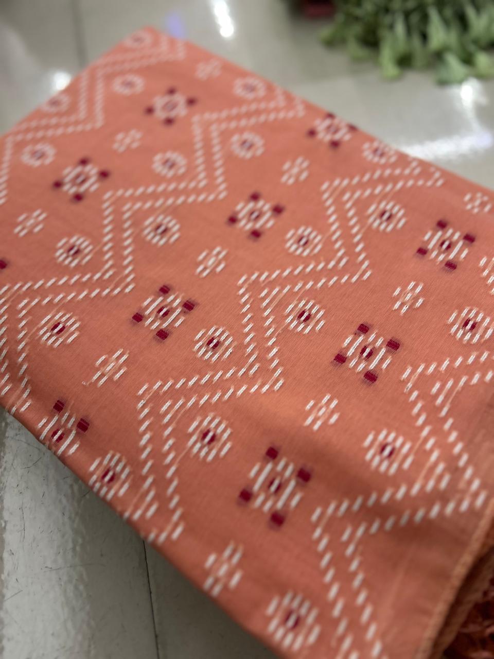 UNSTITCHED SALWAR  SUIT SET -Peach  shade Search code 7882