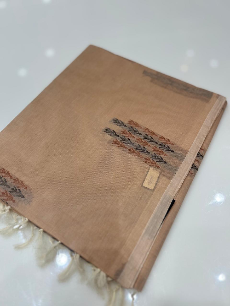 Cotton  Saree-Cream Search code 7508