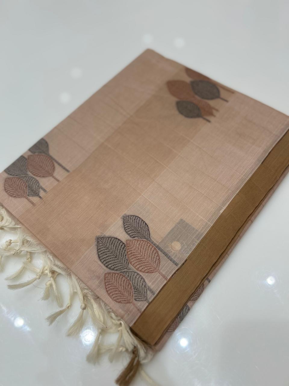 Cotton  Saree-Dusty cream  Search code 7503